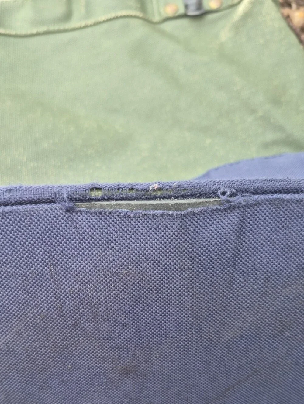 Two-Tone Green & Blue Canvas Messenger Tote